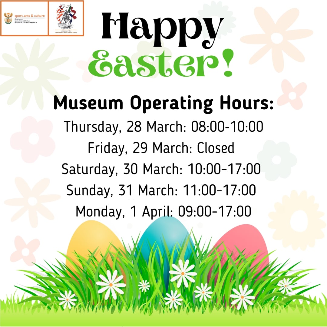 Poster with easter weekend times for the Museum
